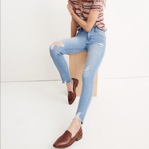 Madewell 9” High Rise Skinny Jeans Distressed-Hem 27